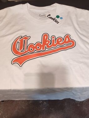 Cookies Men's White T-Shirt with Red Cookies Logo